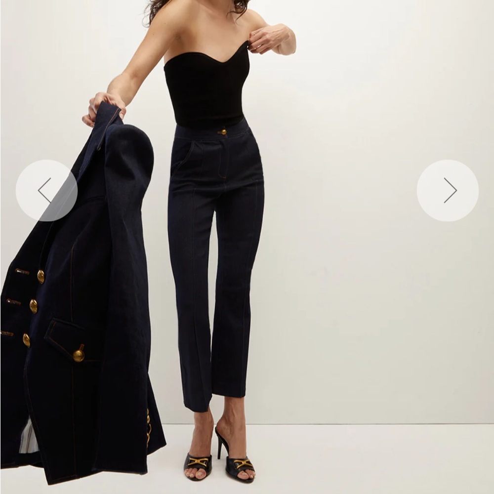NWOT. Veronica Beard Kimra Denim Pant, Dark Oxford. Matching blazer available.